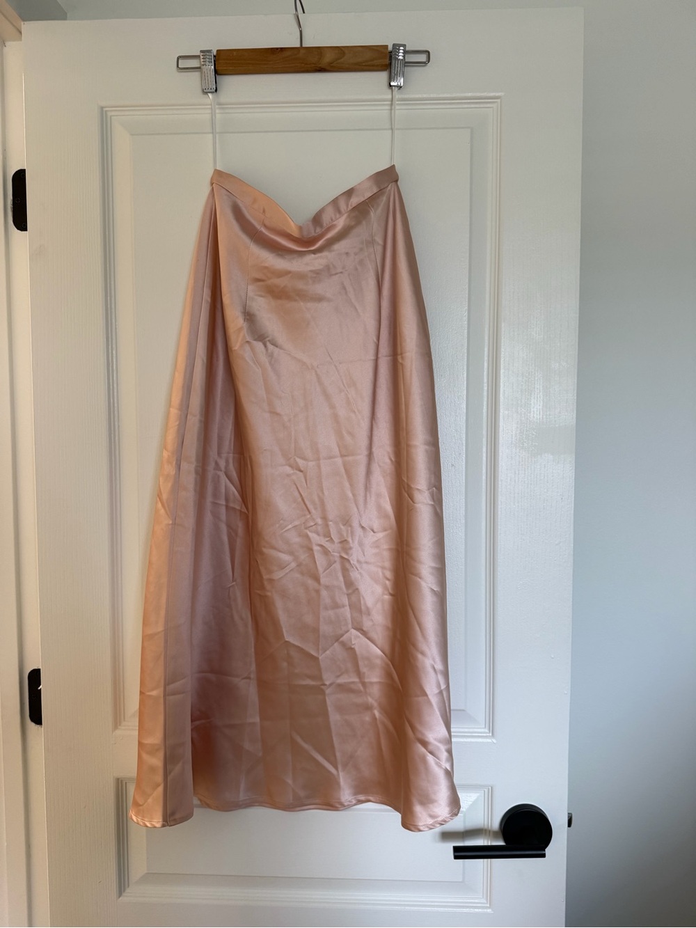 NWT COMMENSE Satin Midi Skirt in Blush Pink